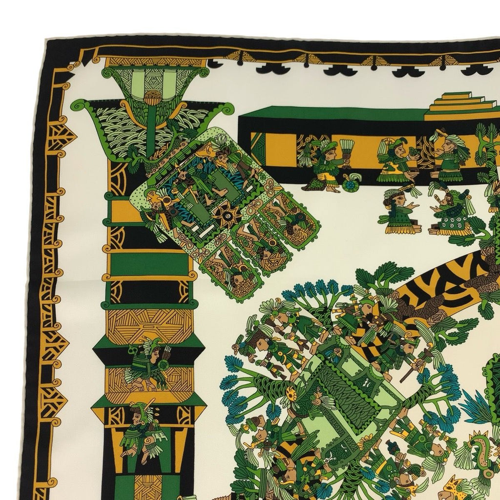Hermes Astres Et Soleils Carre 90 Green Multicolor Silk Scarf — view 7