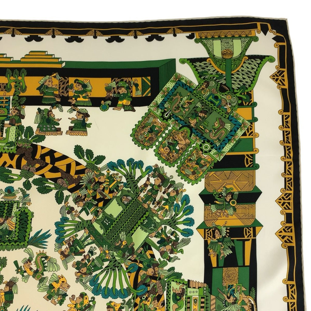 Hermes Astres Et Soleils Carre 90 Green Multicolor Silk Scarf — view 8