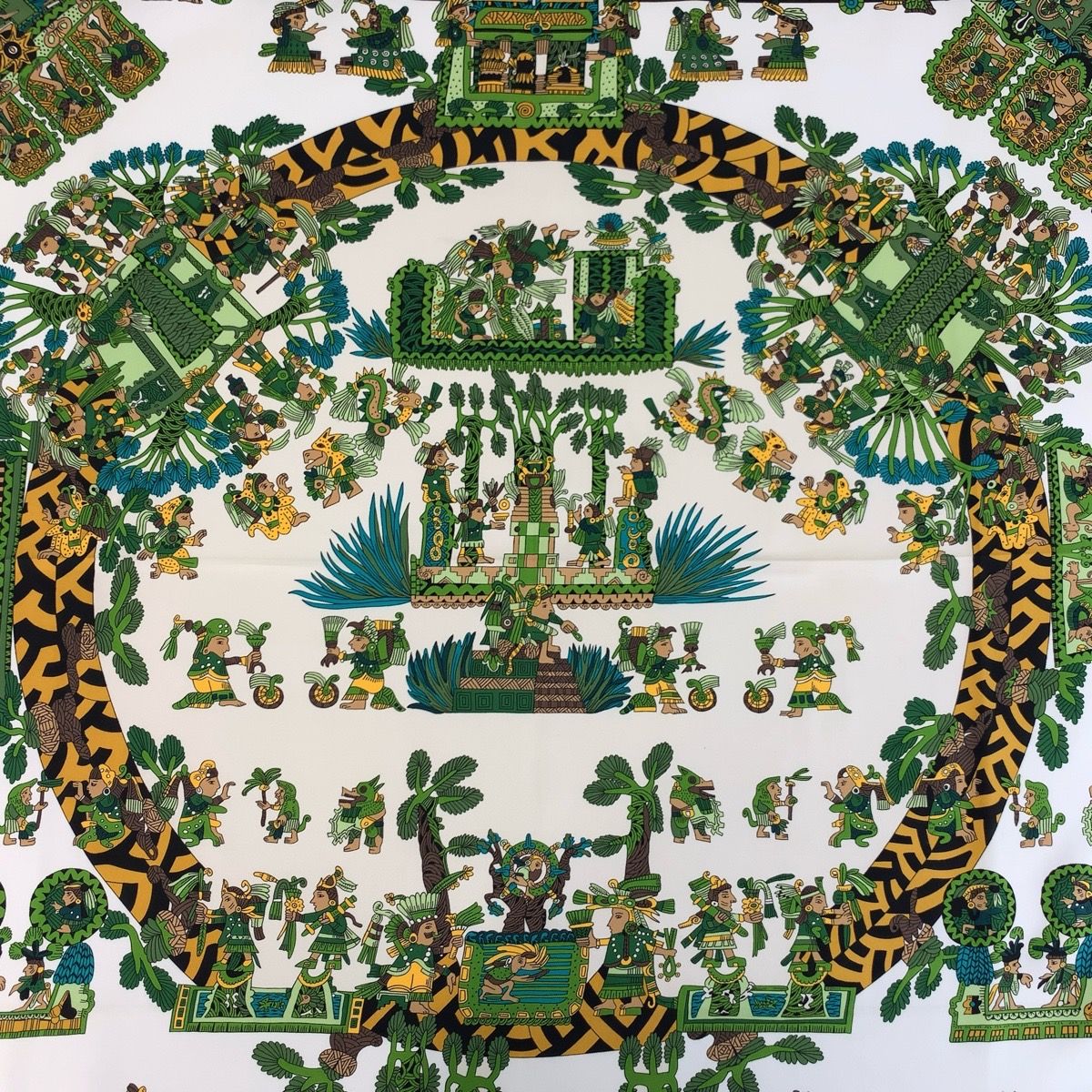 Hermes Astres Et Soleils Carre 90 Green Multicolor Silk Scarf — view 6