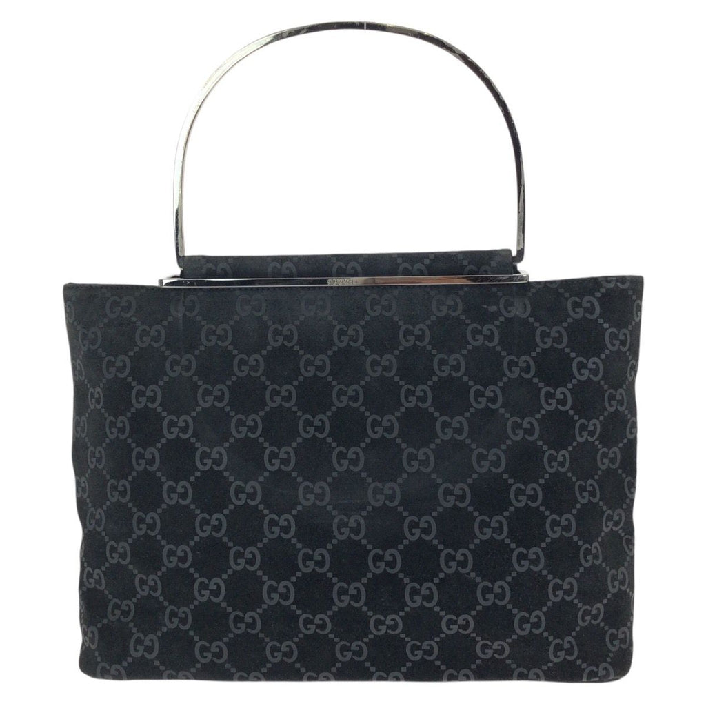 Gucci GG Pattern Black Silver Suede 000 Tote