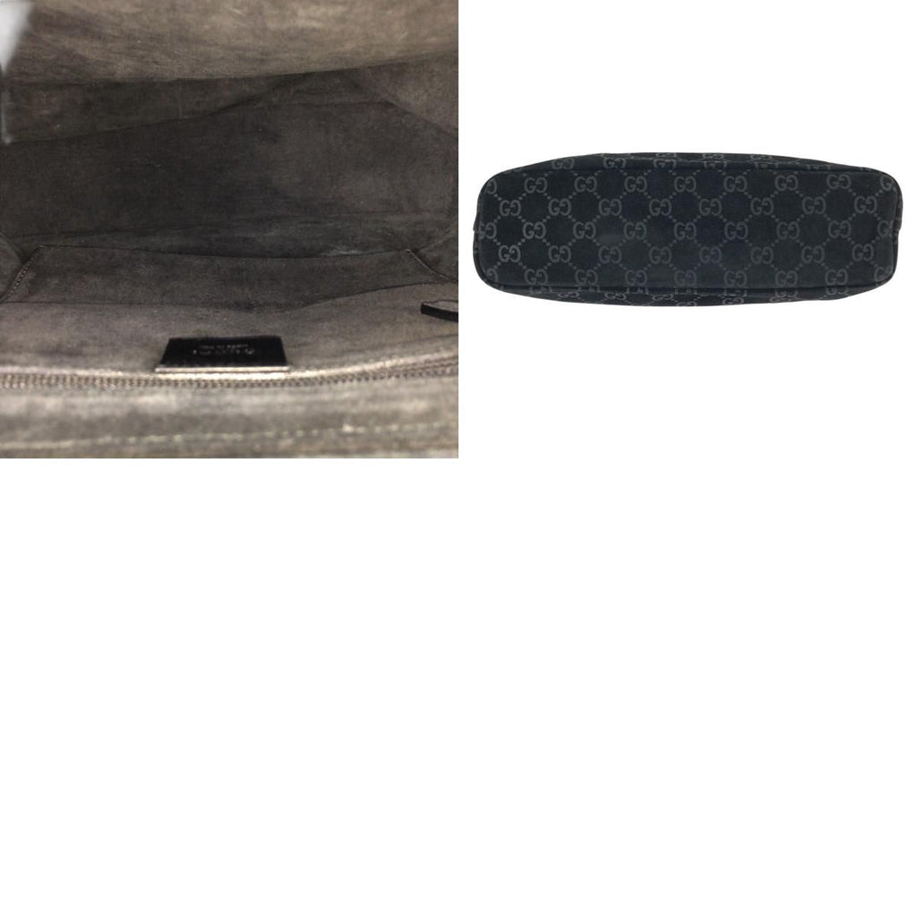 Gucci GG Pattern Black Silver Suede 000 Tote — view 9