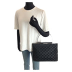 Gucci GG Pattern Black Silver Suede 000 Tote — view 7