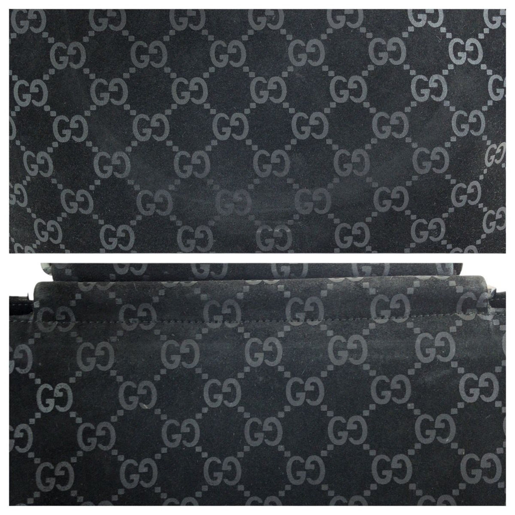 Gucci GG Pattern Black Silver Suede 000 Tote — view 5