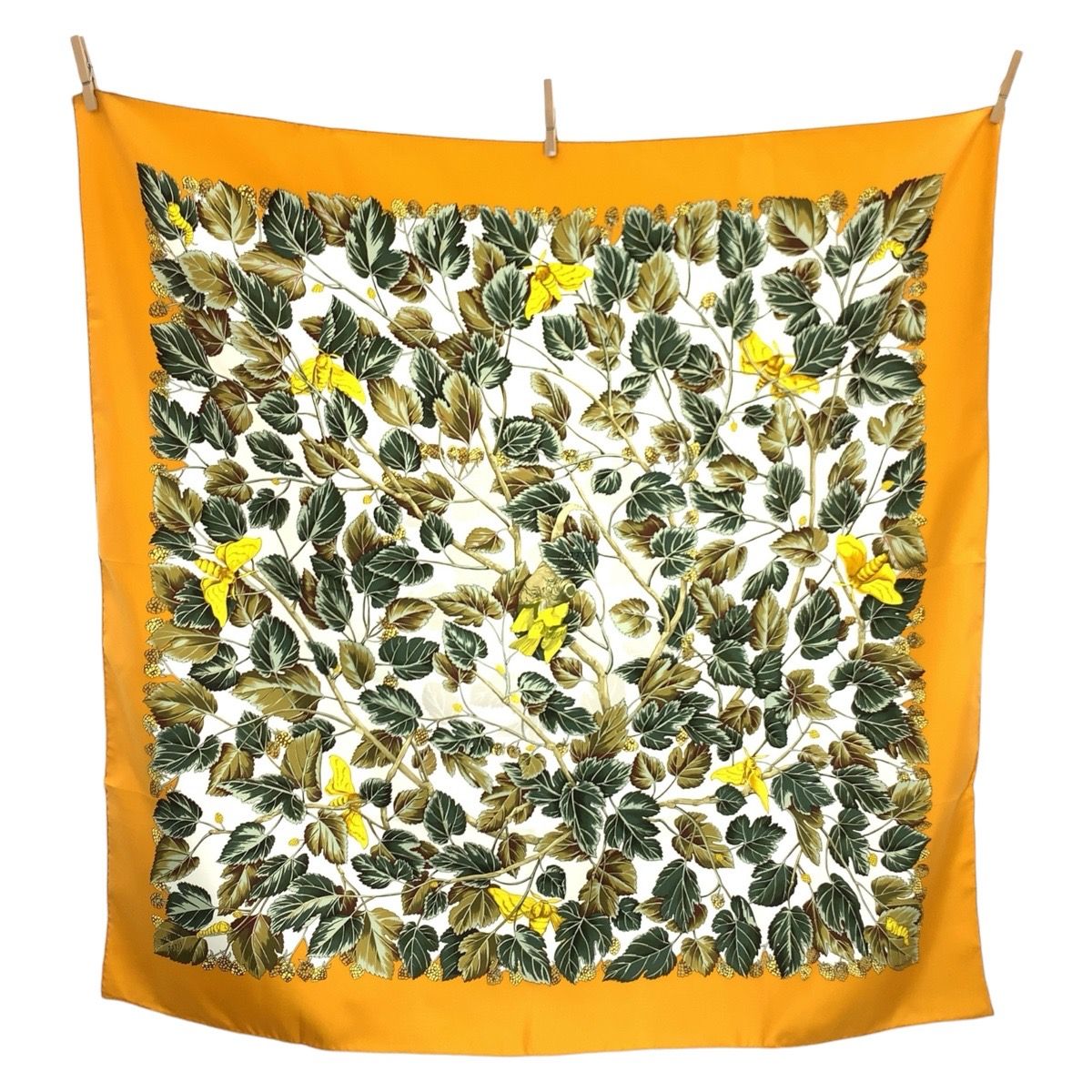Hermes L'arbre de Soie Carre 90 Orange Silk Scarf