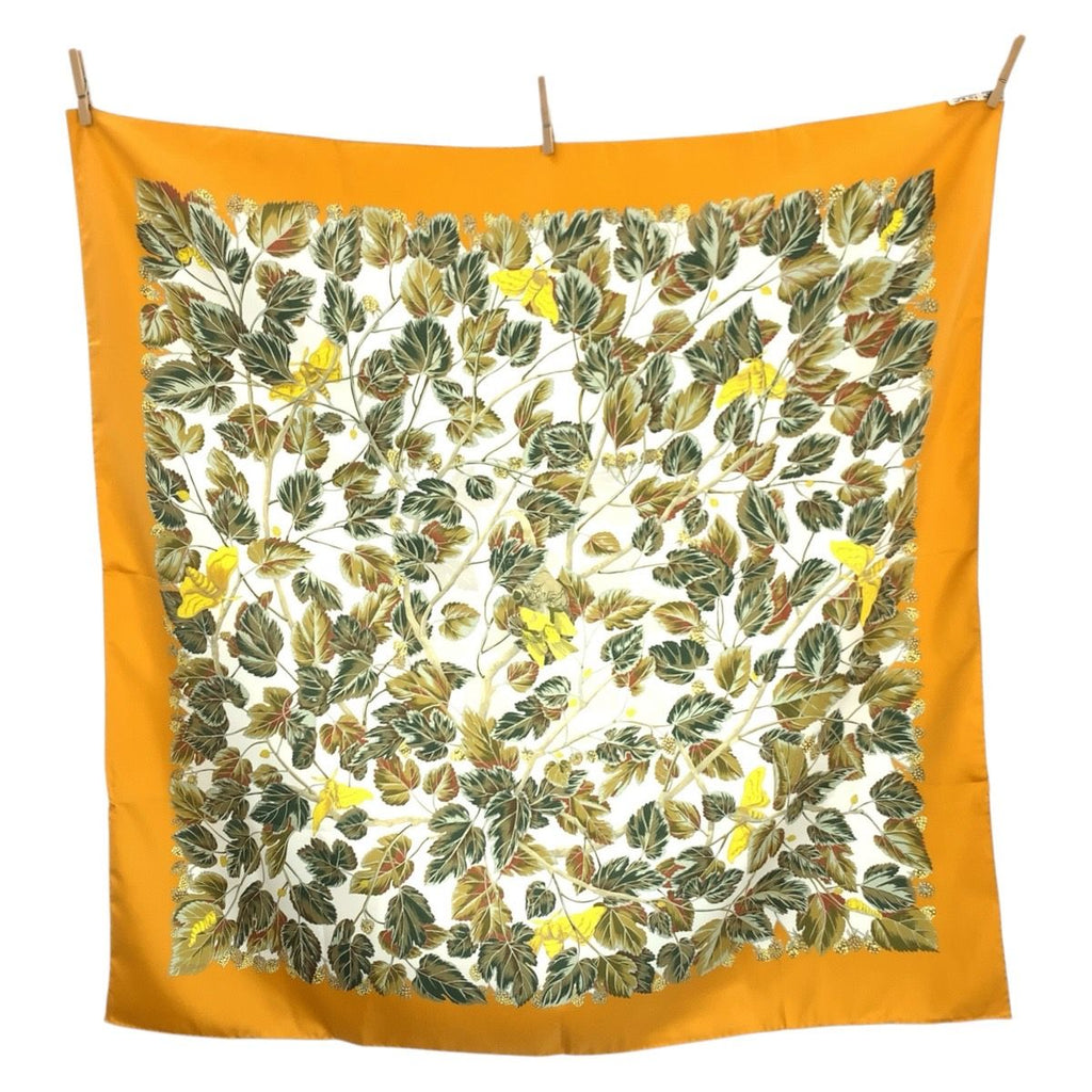 Hermes L'arbre de Soie Carre 90 Orange Silk Scarf — view 2