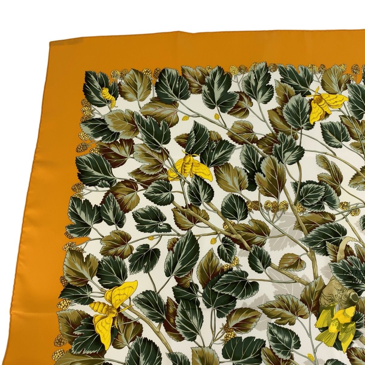 Hermes L'arbre de Soie Carre 90 Orange Silk Scarf — view 6