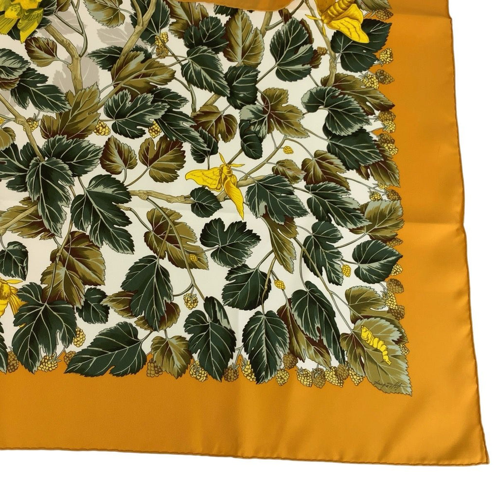 Hermes L'arbre de Soie Carre 90 Orange Silk Scarf — view 9