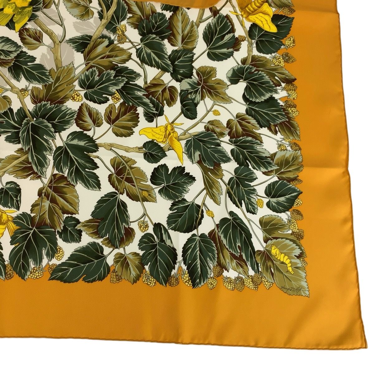 Hermes L'arbre de Soie Carre 90 Orange Silk Scarf — view 9