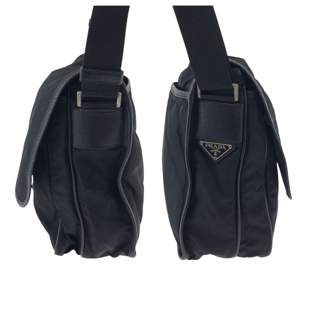 Prada Tessuto Black Silver Nylon Shoulder — view 8