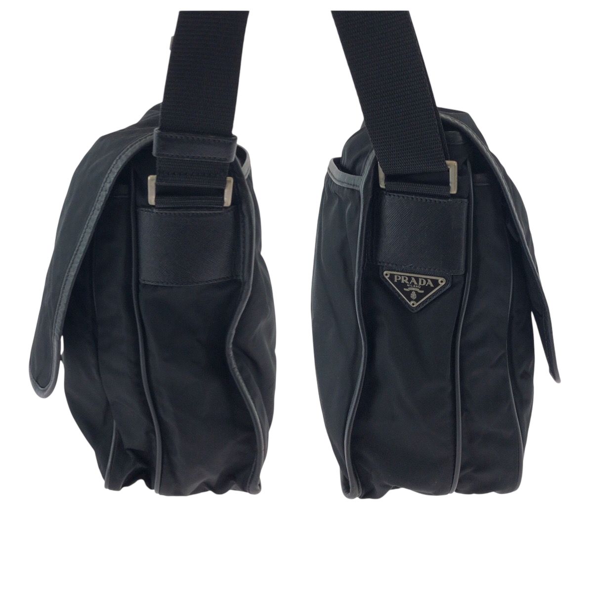 Prada Tessuto Black Silver Nylon Shoulder — view 8