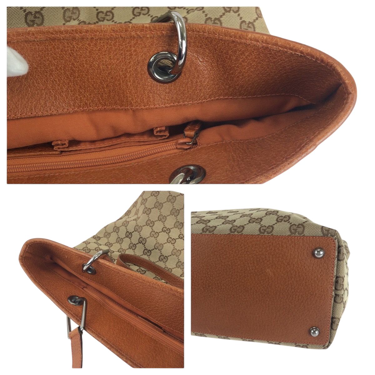 Gucci Brown Silver GG Canvas Tote Shoulder — view 6
