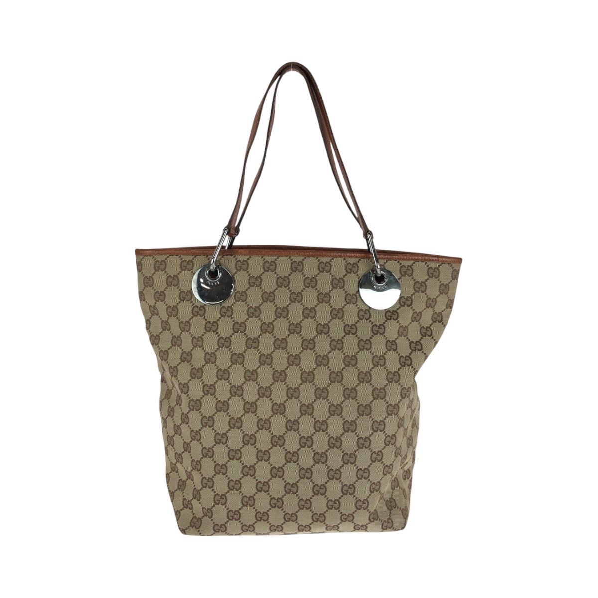 Gucci Brown Silver GG Canvas Tote Shoulder — view 2