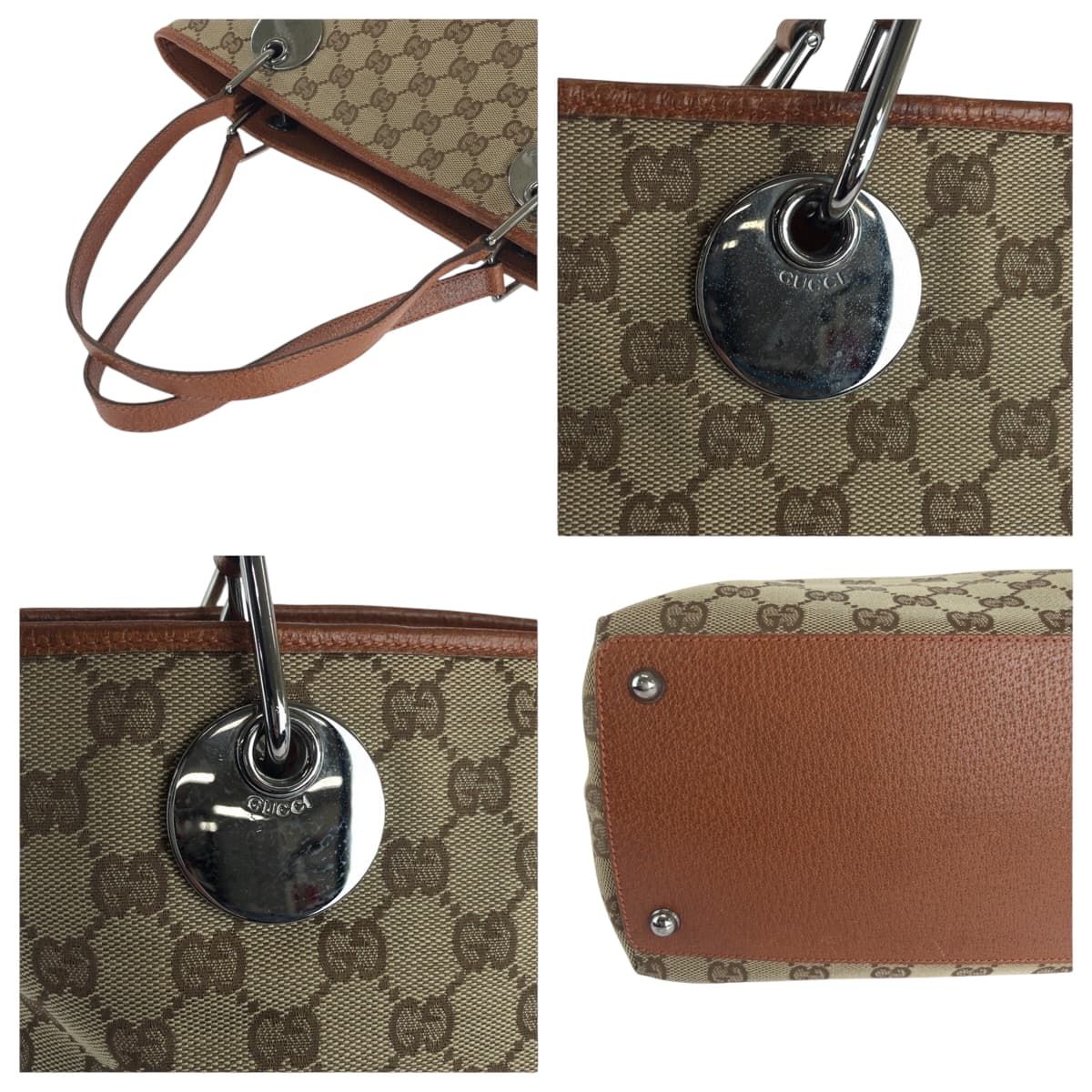 Gucci Brown Silver GG Canvas Tote Shoulder — view 5