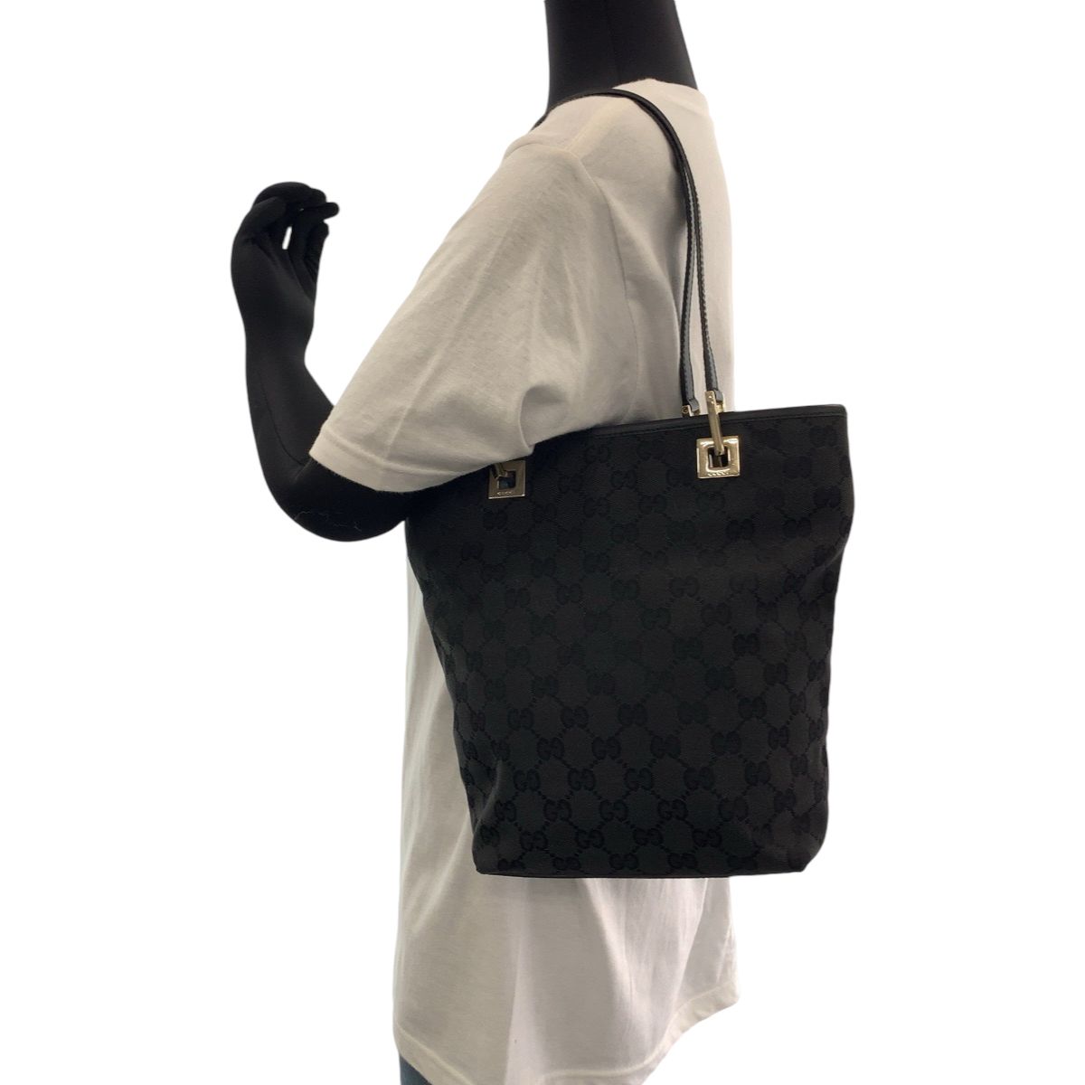 Gucci Black Gold GG Canvas 002 Tote Shoulder — view 7