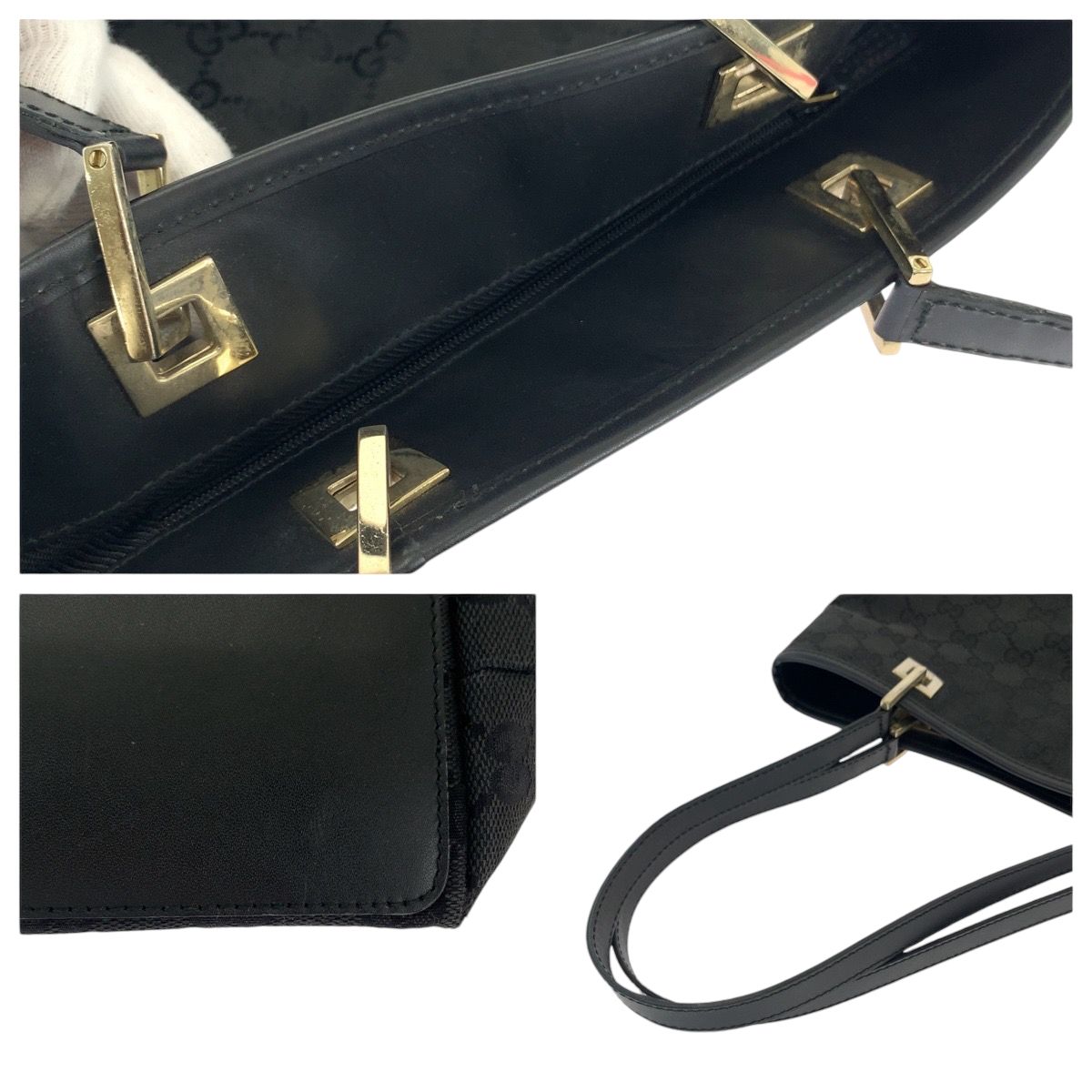 Gucci Black Gold GG Canvas 002 Tote Shoulder — view 5