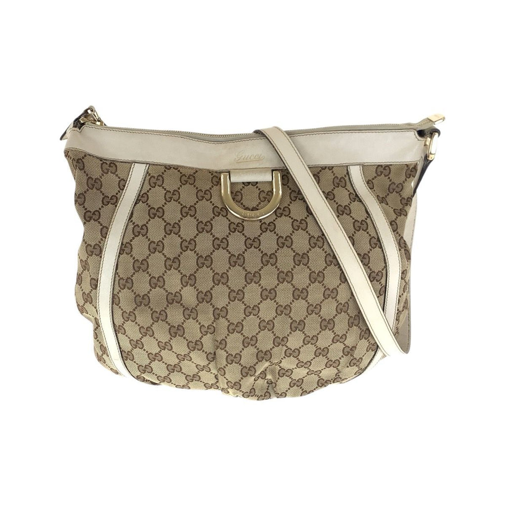 Gucci Abbey Beige Ivory GG Canvas Leather Shoulder