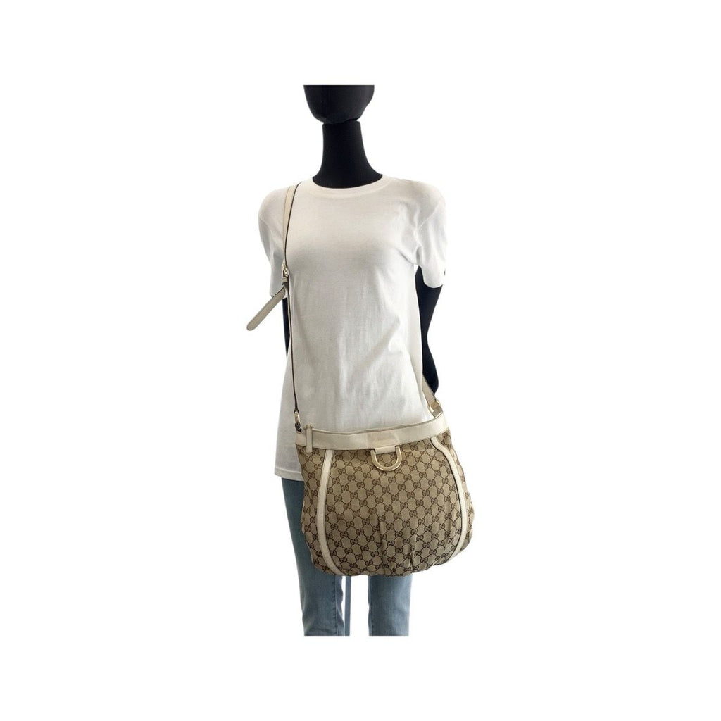 Gucci Abbey Beige Ivory GG Canvas Leather Shoulder — view 7