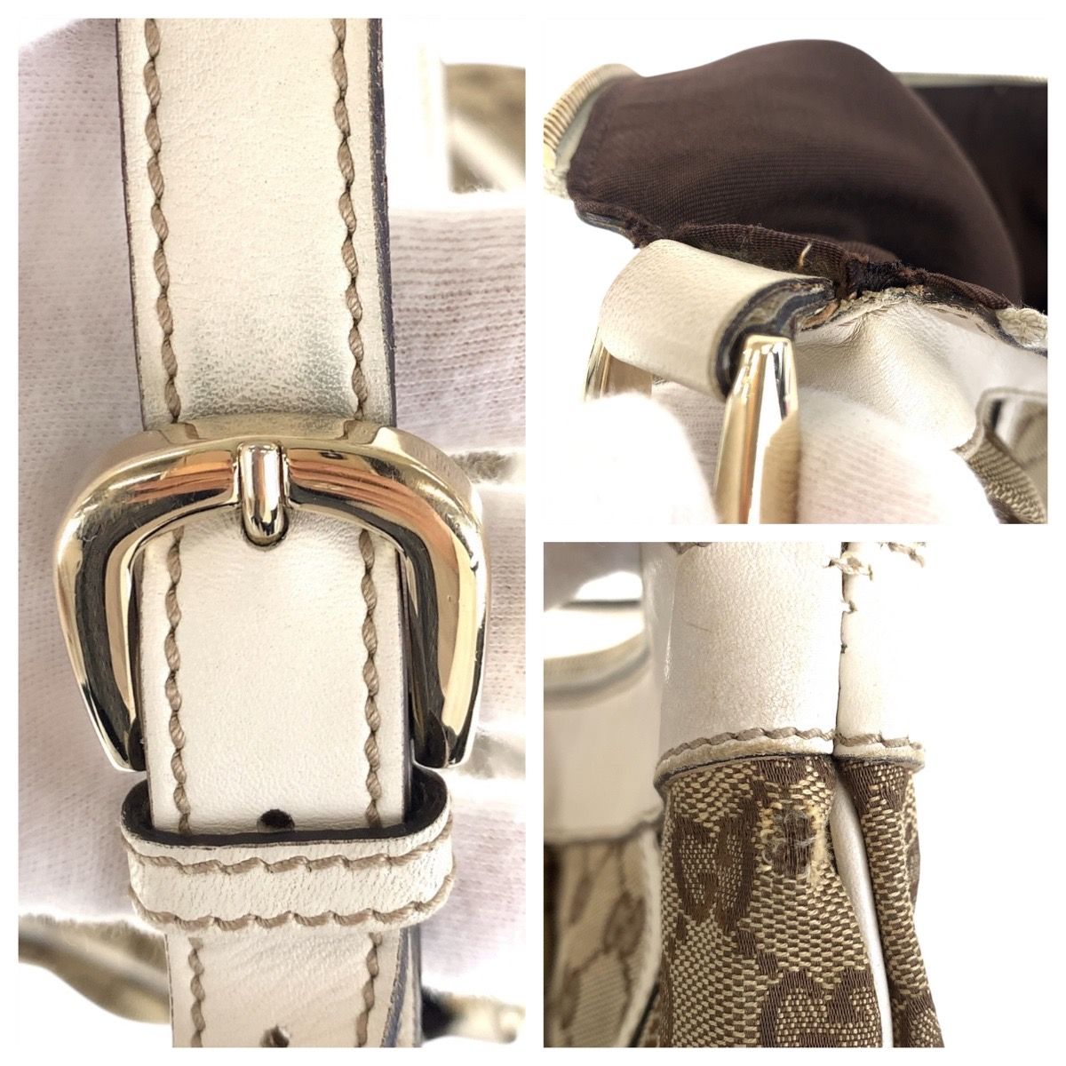 Gucci Abbey Beige Ivory GG Canvas Leather Shoulder — view 5