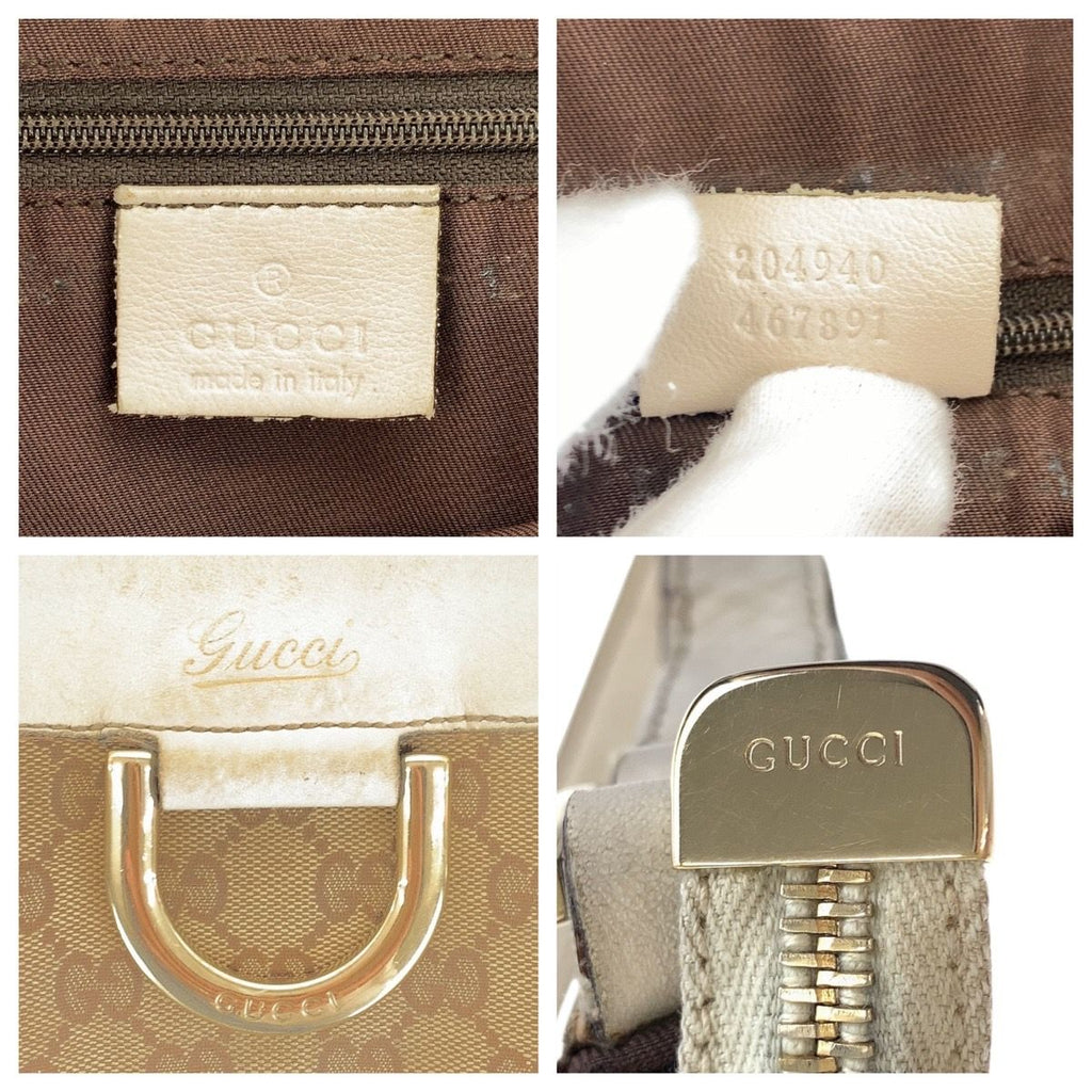 Gucci Abbey Beige Ivory GG Canvas Leather Shoulder — view 4