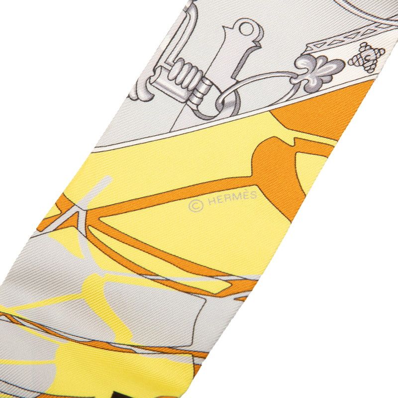 Hermes Twilly Carre Shu Hami and Bottle Mors Et Bouteilles Scarf Brown Gray — view 2