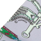 Hermes Twilly Equestrian and Chain Mors Et Gourmettes Scarf Purple Silk — view 3