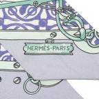 Hermes Twilly Equestrian and Chain Mors Et Gourmettes Scarf Purple Silk — view 2