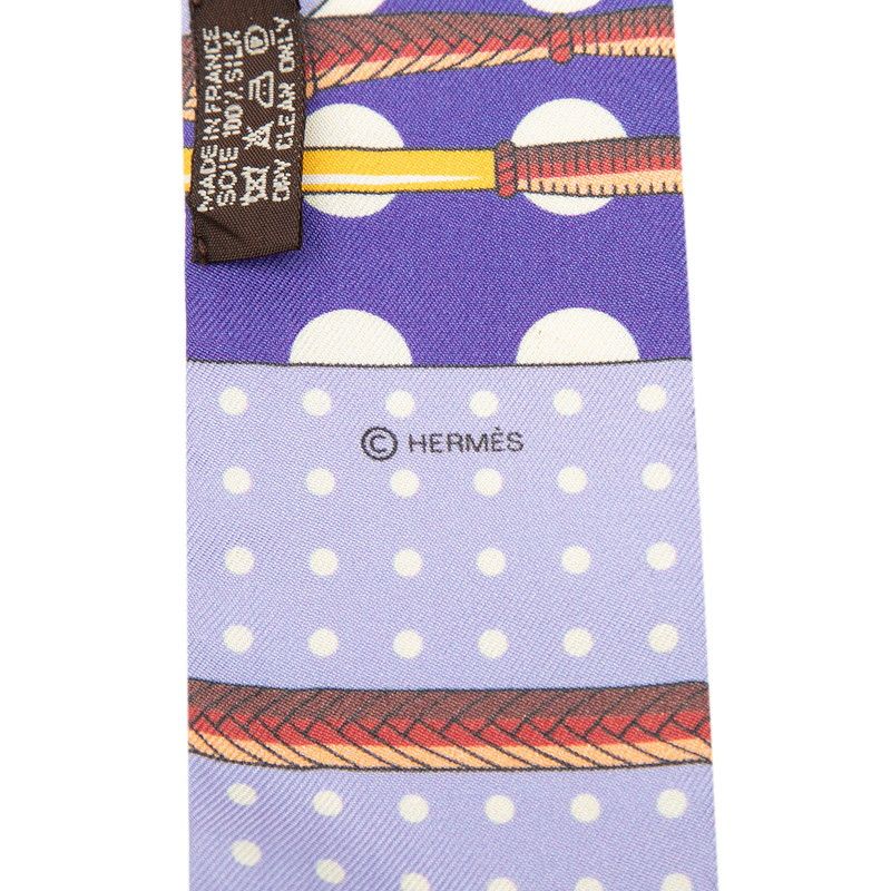 Hermes Twilly Clic Clac a Pois Scarf Purple Silk — view 4