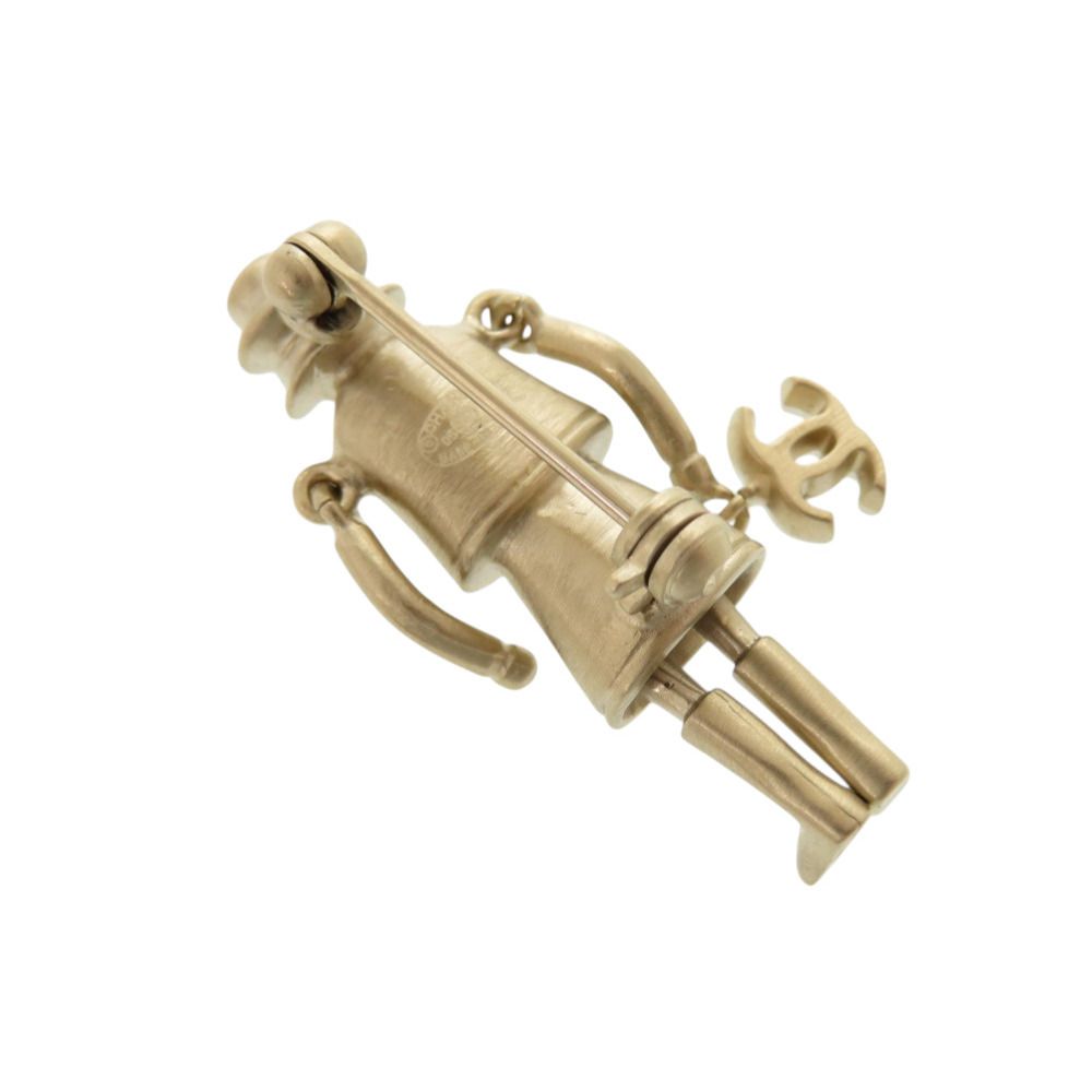 Chanel Mademoiselle Doll Stone CC Logo Champagne Gold Brooch — view 3