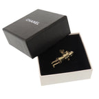 Chanel Mademoiselle Doll Stone CC Logo Champagne Gold Brooch — view 2
