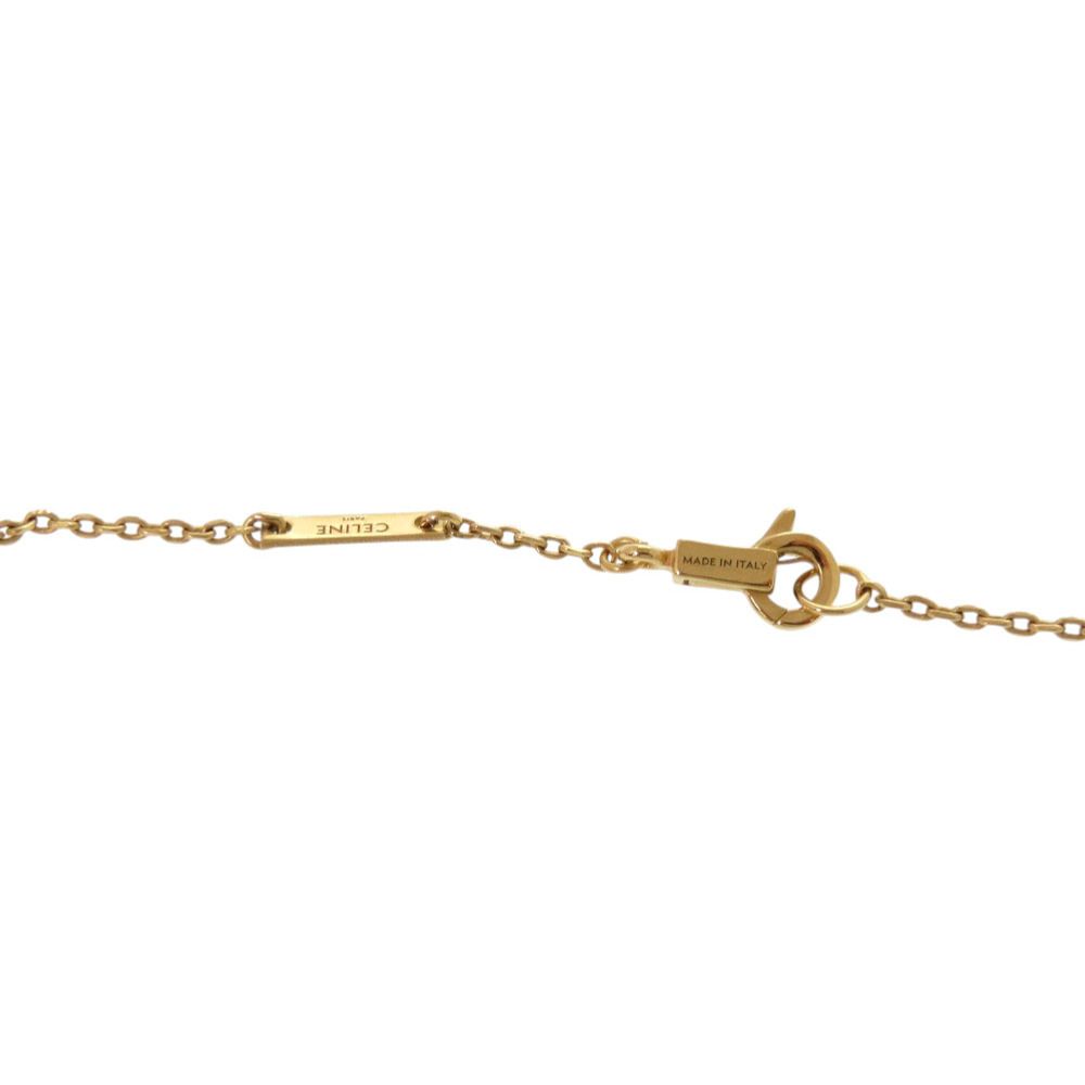Celine Triomphe Stone Logo Gold Necklace — view 5