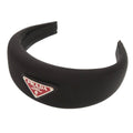 Prada Headband Nylon Black Silver Logo