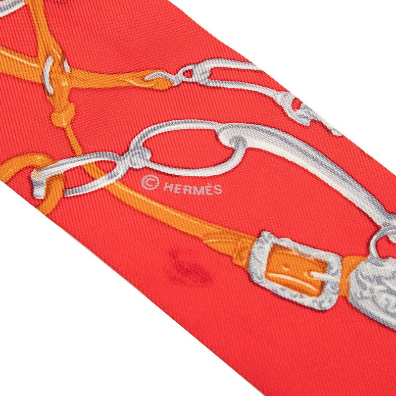 Hermes Twilly Brides de Gala Scarf Red Silk — view 2