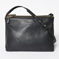 Celine Trio Shoulder Bag Clutch Black Leather Gold