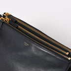 Celine Trio Shoulder Bag Clutch Black Leather Gold — view 5