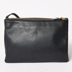 Celine Trio Shoulder Bag Clutch Black Leather Gold — view 2