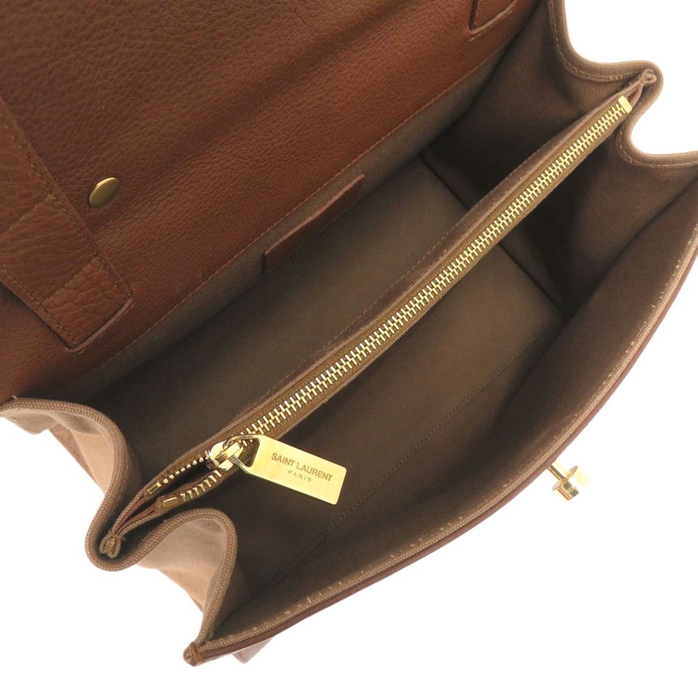 Saint Laurent Paris Muse Two Leather Canvas Brown 2-Way Shoulder — view 7