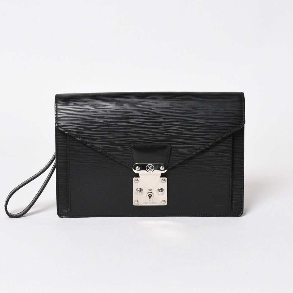 Louis Vuitton Epi Bag Black Pochette Sellier Second Bag Silver