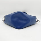Prada Shoulder Bag Triangle Logo Blue Leather White Tag Silver — view 3