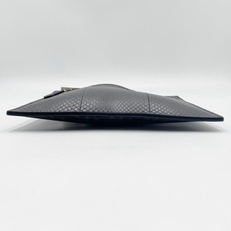 Fendi Clutch Zucca Gray Black Leather Silver — view 3
