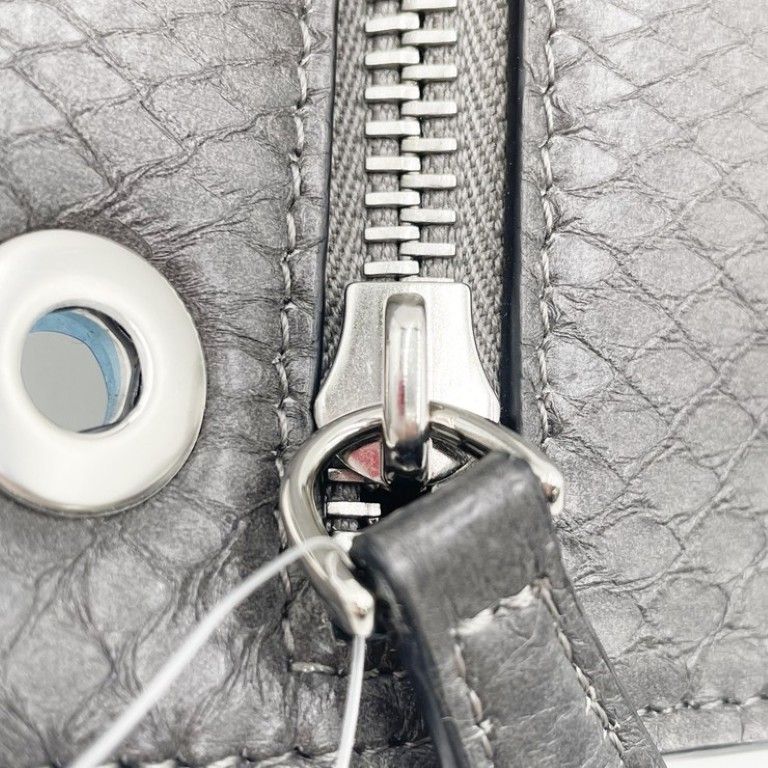 Fendi Clutch Zucca Gray Black Leather Silver — view 4