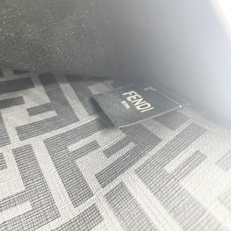 Fendi Clutch Zucca Gray Black Leather Silver — view 6