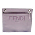 Fendi Clutch Zucca Gray Purple Leather Silver