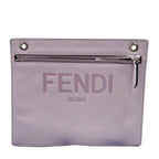 Fendi Clutch Zucca Gray Purple Leather Silver
