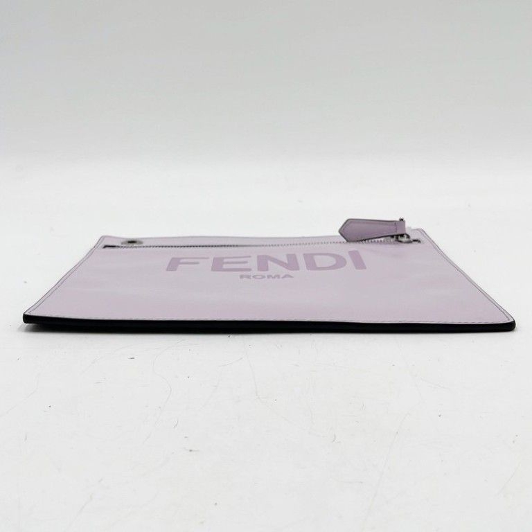 Fendi Clutch Zucca Gray Purple Leather Silver — view 3