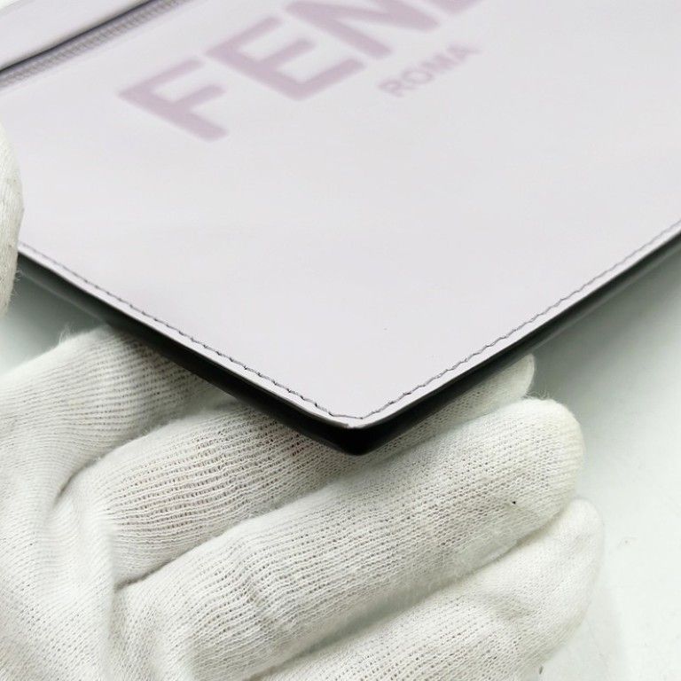 Fendi Clutch Zucca Gray Purple Leather Silver — view 4