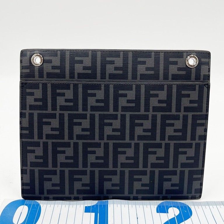 Fendi Clutch Zucca Gray Purple Leather Silver — view 2