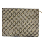 Gucci Clutch GG Supreme Gold Beige Leather