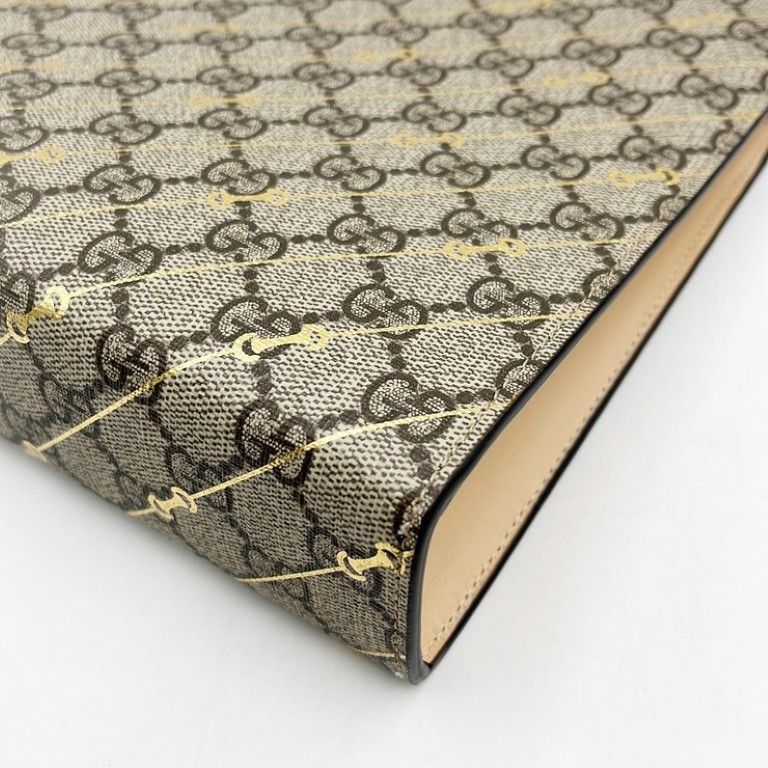 Gucci Clutch GG Supreme Gold Beige Leather — view 5
