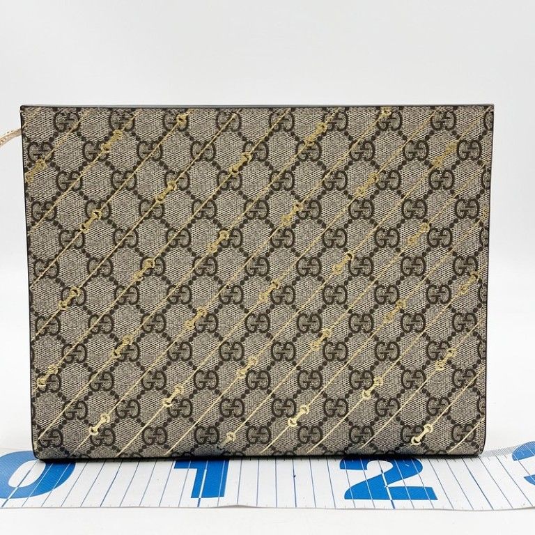 Gucci Clutch GG Supreme Gold Beige Leather — view 2