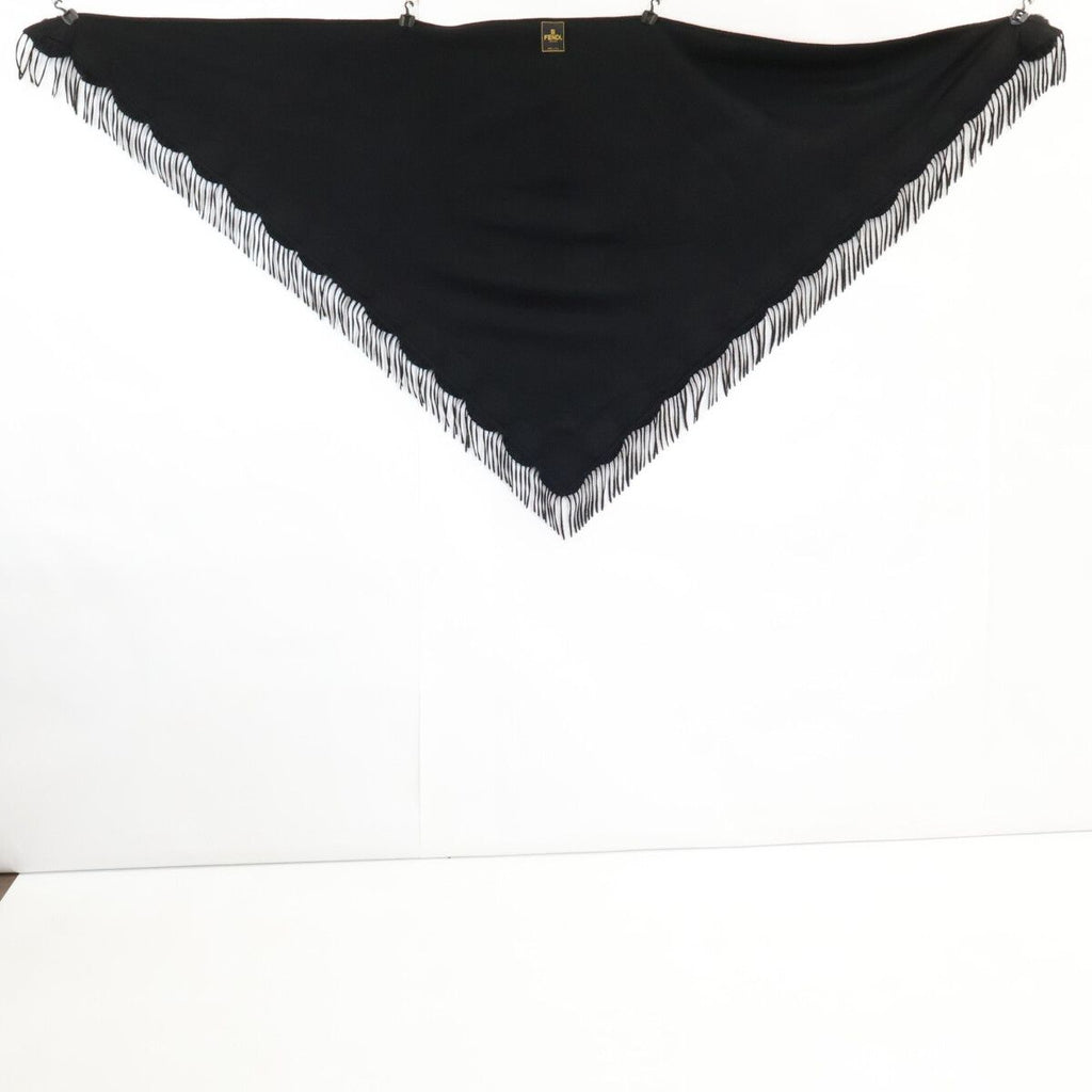 Fendi Cashmere Fringe Triangle Shawl Scarf — view 2